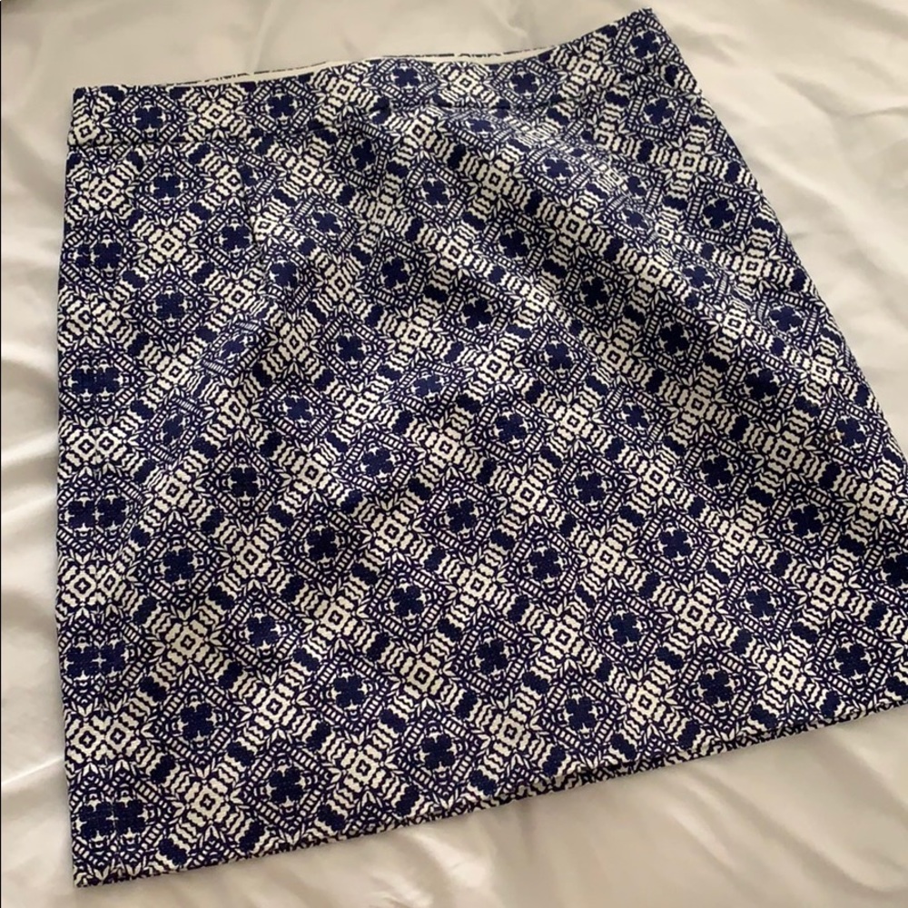 J.Crew Blue White Print Skirt